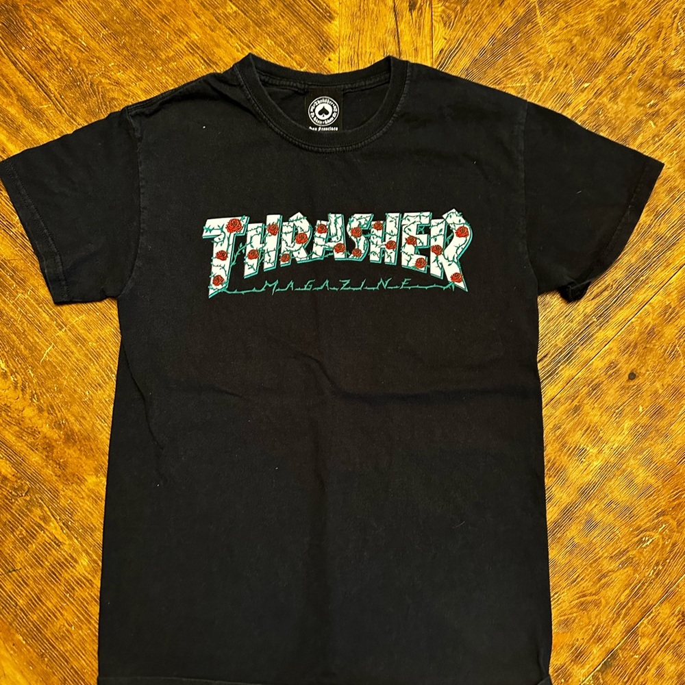 Thrasher Black Short Sleeve Tee with Logo